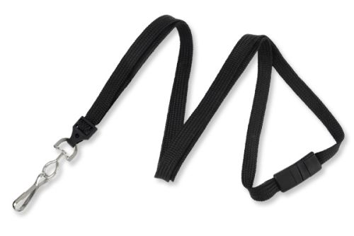 3/8" Flat Breakaway Lanyard w/ Swivel Hook, Black