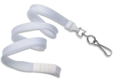 3/8" Flat Breakaway Lanyard w/ Swivel Hook, White