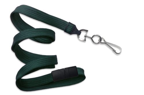3/8" Flat Breakaway Lanyard w/ Swivel Hook, Forest Green